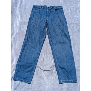 Vintage Evolution Jeans Men's 36X34 Blue Orange Checker Denim Baggy Faded Y2K